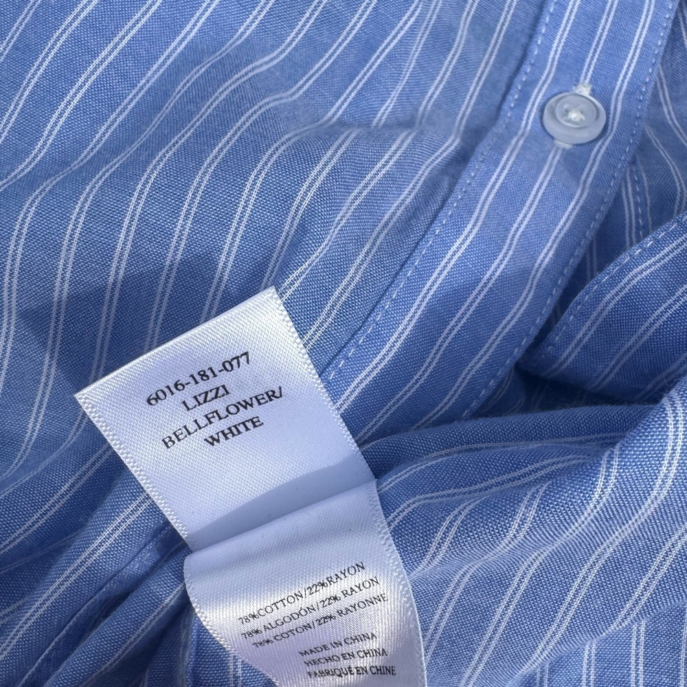 NWT Rails Lizzi Button Front Pinstriped Ruffle Trim Blouse Top Coastal Size M - Picture 7 of 9